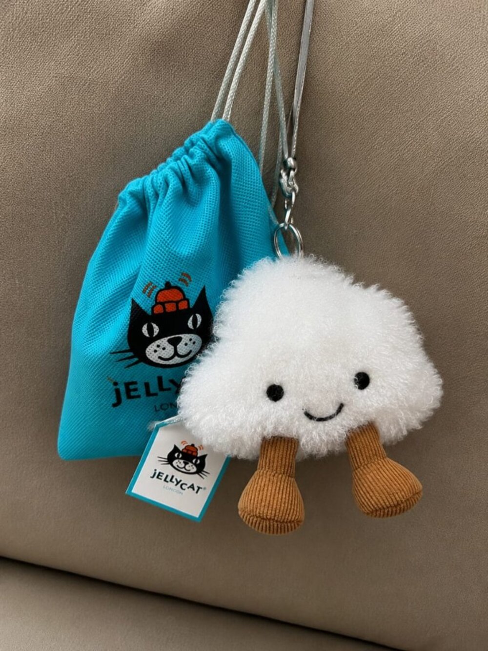 Jellycat Cloud Plush Stuffed Animal Keychain Bag Charm - Picture 2 of 5
